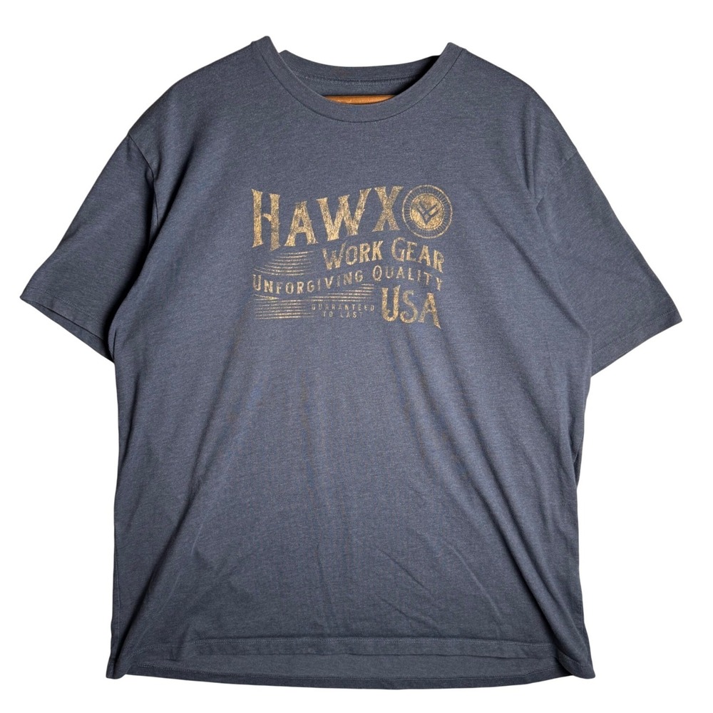 Hawx Work Gear Mens Large Navy Blue Graphic T-Shirt Unforgiving Quality USA